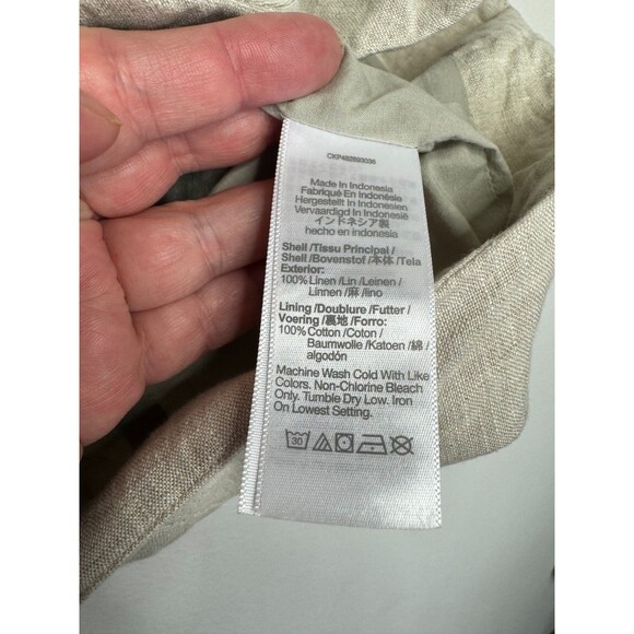 Madewell Size 16 Linen Vest Natural Undyed Single Breasted Button Up V-neck - Picture 9 of 13